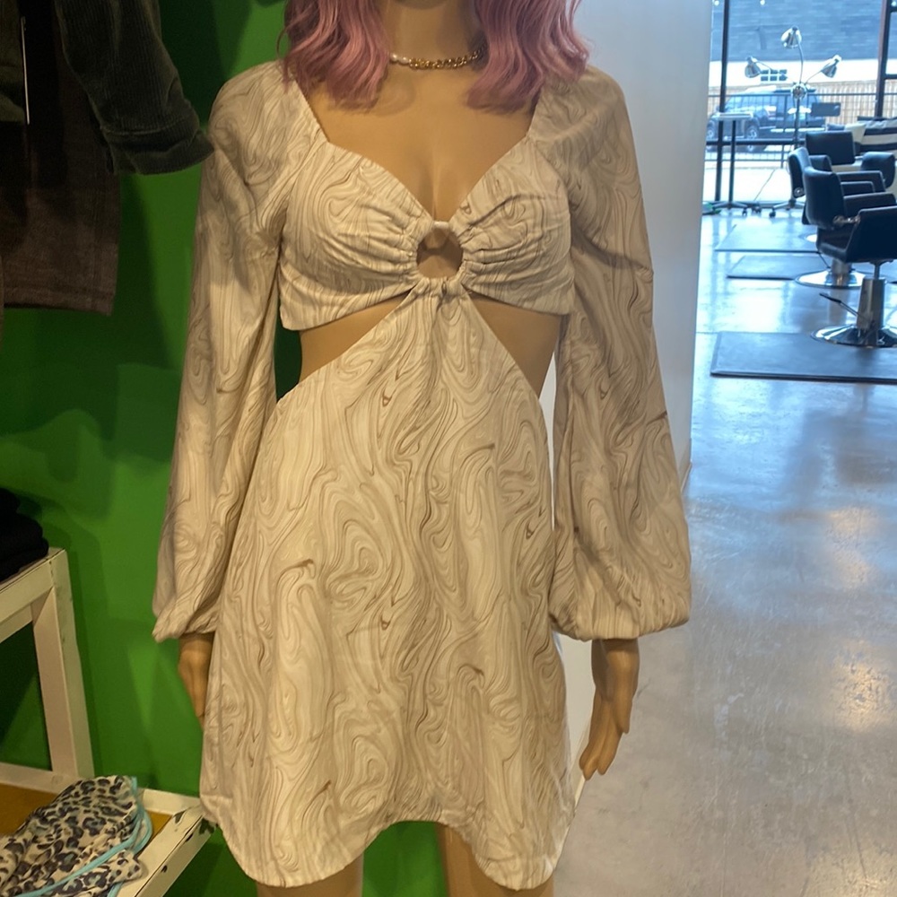 Creamy Marble Cutout Dress